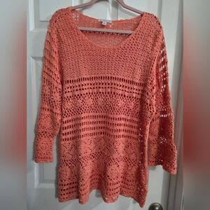 Dress Barn Coral Open-Knit Sweater